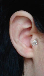 Silver tragus earring for tragus piercing