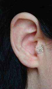 tragus earring for non pierced tragus in sterling silver