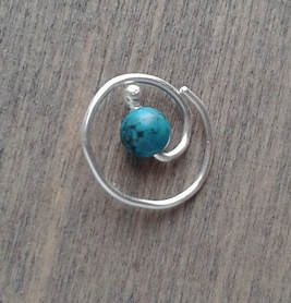 Spiral hoop with turquoise for daith piercing